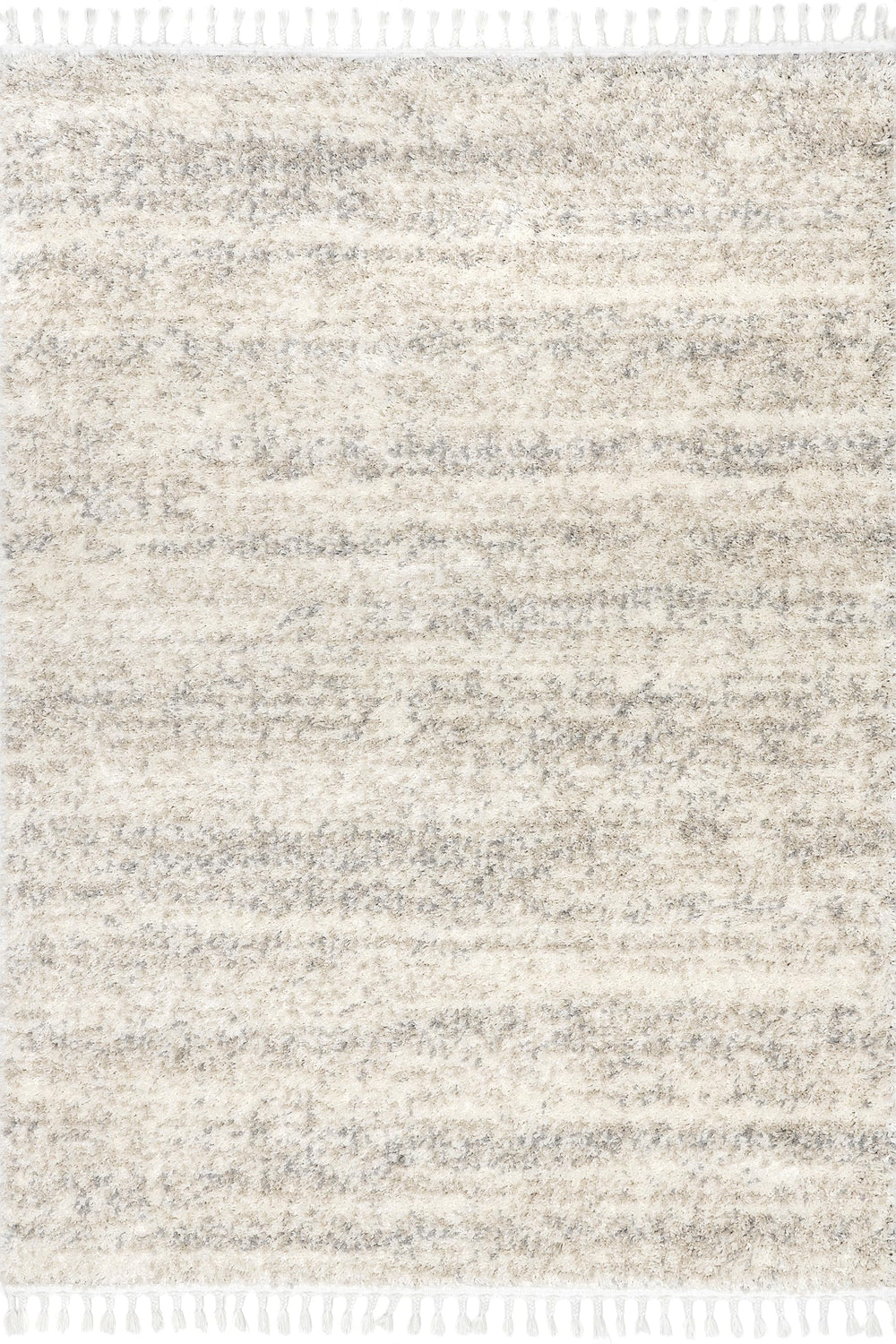 Ivory Shag Tasseled Area Rug 9x12