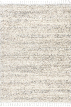 Ivory Shag Tasseled Area Rug 9x12