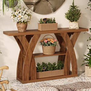 55-Inch 3-Tier Console Table with Storage