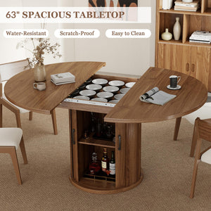Round to Oval Extendable Dining Table 47" – 63" for 4–8