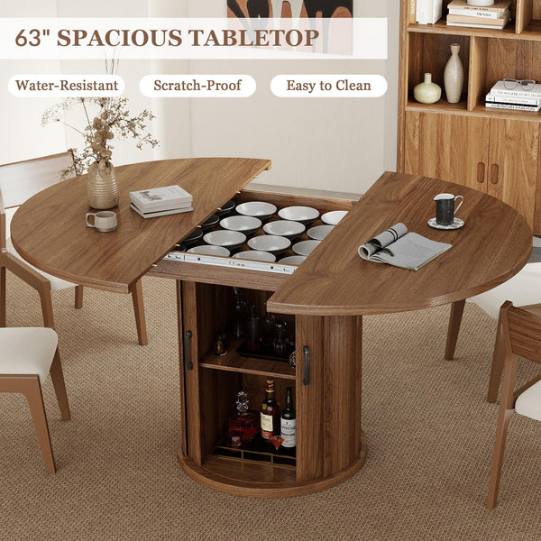 Round to Oval Extendable Dining Table 47" – 63" for 4–8