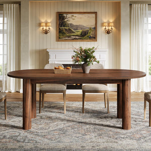 63" Oval Dining Table for 6 – Walnut MDF Kitchen Table