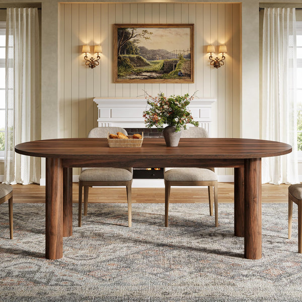 63" Oval Dining Table for 6 – Walnut MDF Kitchen Table