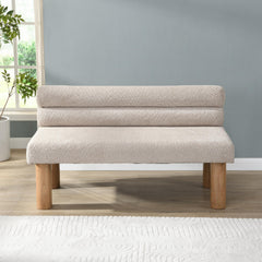 Boucle Upholstered Dining Bench with Wooden Frame