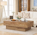 55" Large Farmhouse Rectangle Coffee Table with Thick Block Base