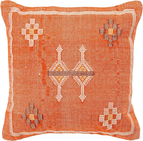 Orange Boho Throw Pillow with Insert – 18x18 Square