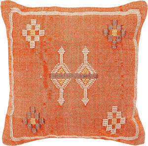 Orange Boho Throw Pillow with Insert – 18x18 Square