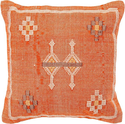Orange Boho Throw Pillow with Insert – 18x18 Square