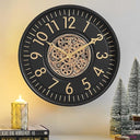 Large Moving Gear Wall Clock with Roman Numerals