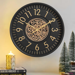 Moving Gear Wall Clock with Roman Numerals – Modern Analog Decor