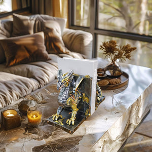 Steampunk Dragon Bookends – Metallic Resin, Set of 2