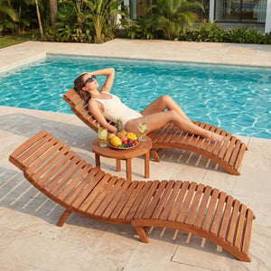 Folding Acacia Wood Chaise Lounge Chair – Outdoor Sun Lounger
