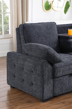 L-Shaped Sleeper Sectional Sofa with Storage & Charging