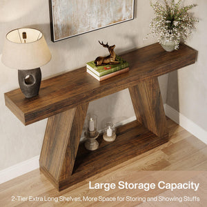 55-Inch Farmhouse Console Table with Storage