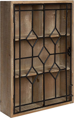 Decorative Wooden Wall Curio Cabinet with Iron Door