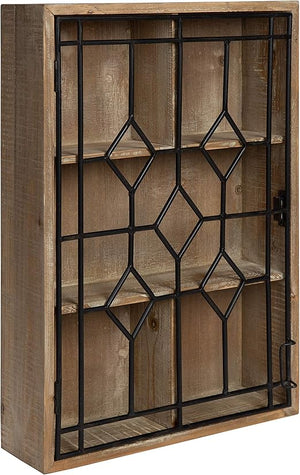 Decorative Wooden Wall Curio Cabinet with Iron Door