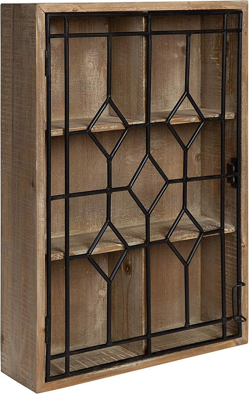 Decorative Wooden Wall Curio Cabinet with Iron Door