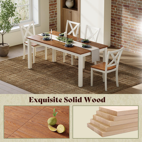 6-Piece Farmhouse Dining Table Set with Bench