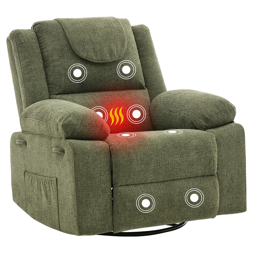 Oversized Swivel Massage Recliner Chair with Heat