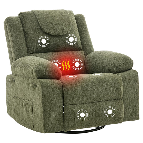 Oversized Swivel Massage Recliner Chair with Heat