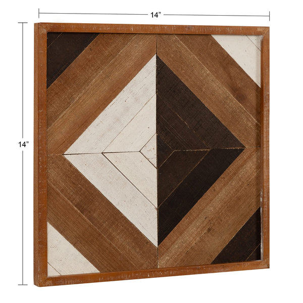 Boho Wood Wall Art Plaque Set of 3 – Geometric Rustic Decor