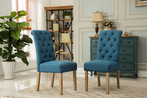 Tufted Parsons Dining Chair Set of 2 – Upholstered High-Back Wood Frame