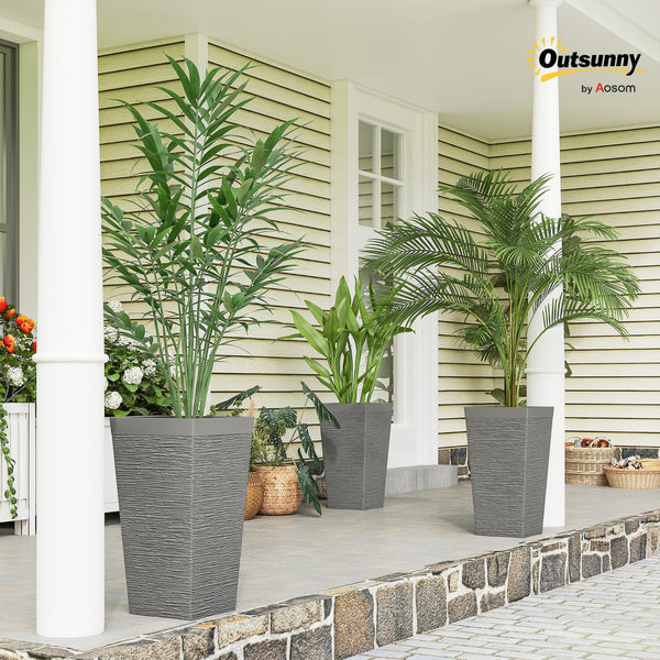 22.8" Tall Outdoor Planters Set of 3 with Wheels & Drainage