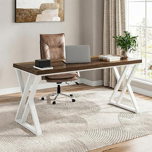 55-Inch Computer Desk with Z-Shaped Metal Legs