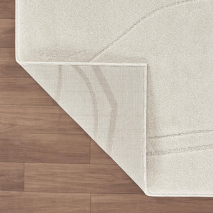 Cream Geometric Area Rug – Power-Loomed Polypropylene