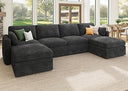U-Shaped Modular Sectional Sofa with Storage Seats & Ottoman