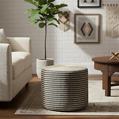 Round Braided Jute Pouf Ottoman