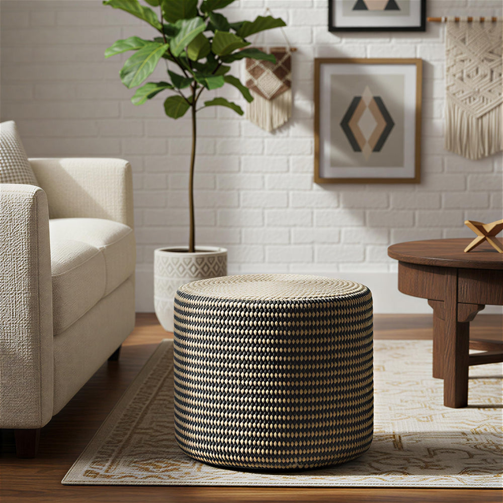 Round Braided Jute Pouf Ottoman