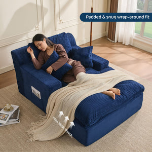 Convertible Chaise Lounge Sofa Bed with Armrests & Side Pockets
