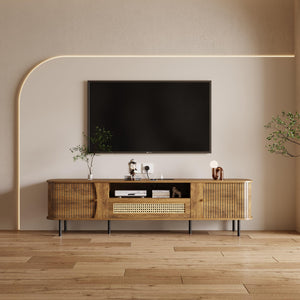 71" TV Stand with Power Outlet & Soft-Close Storage