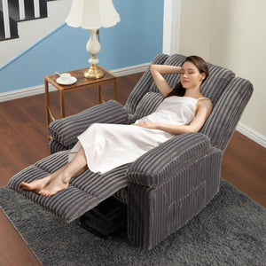 Corduroy Manual Recliner Chair with Side Pocket – Dark Gray