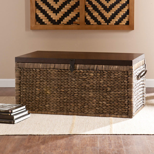 Water Hyacinth Storage Trunk with Espresso Lid