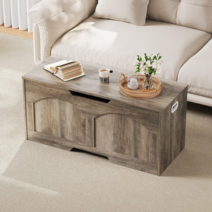 Retro Wooden Storage Bench with Safety Hinges