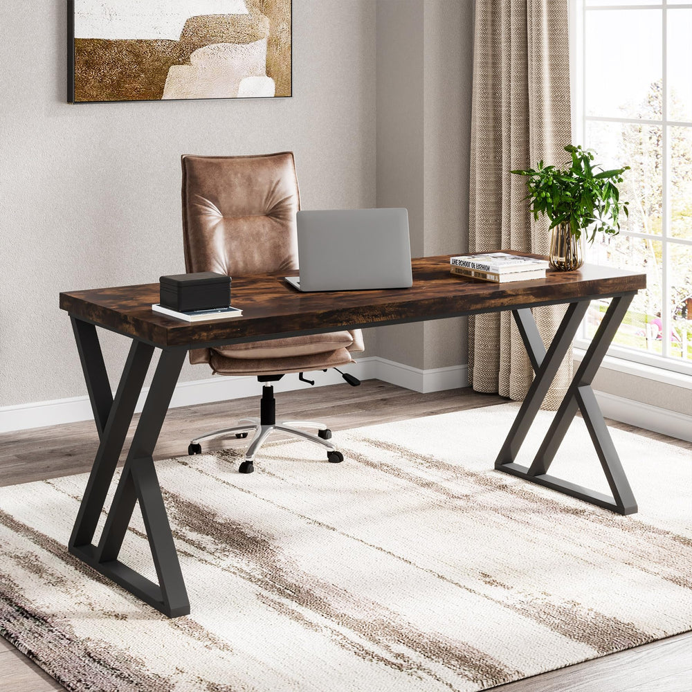 55-Inch Z-Shaped Metal Leg Computer Desk