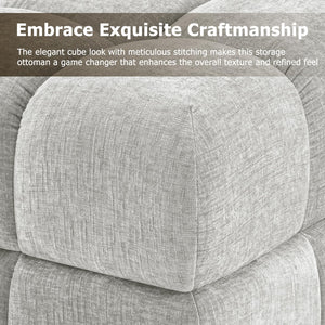 Oversized Square Storage Ottoman – Grey