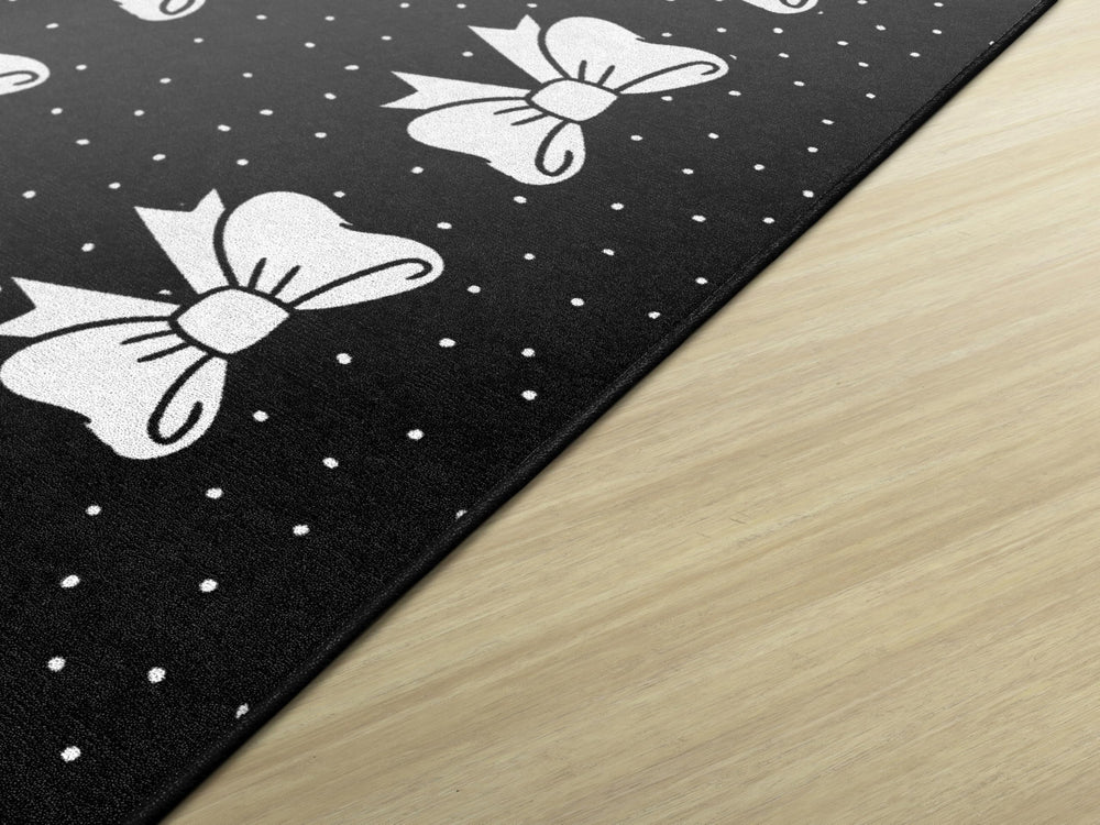 Black & White Polka Dot Classroom Area Rug – Nylon, Low Pile, Kids Educational Rug