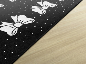Black & White Polka Dot Classroom Area Rug – Nylon, Low Pile, Kids Educational Rug