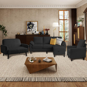 4-Piece Corduroy Living Room Set – Sofa, Loveseat, Chair & Ottoman