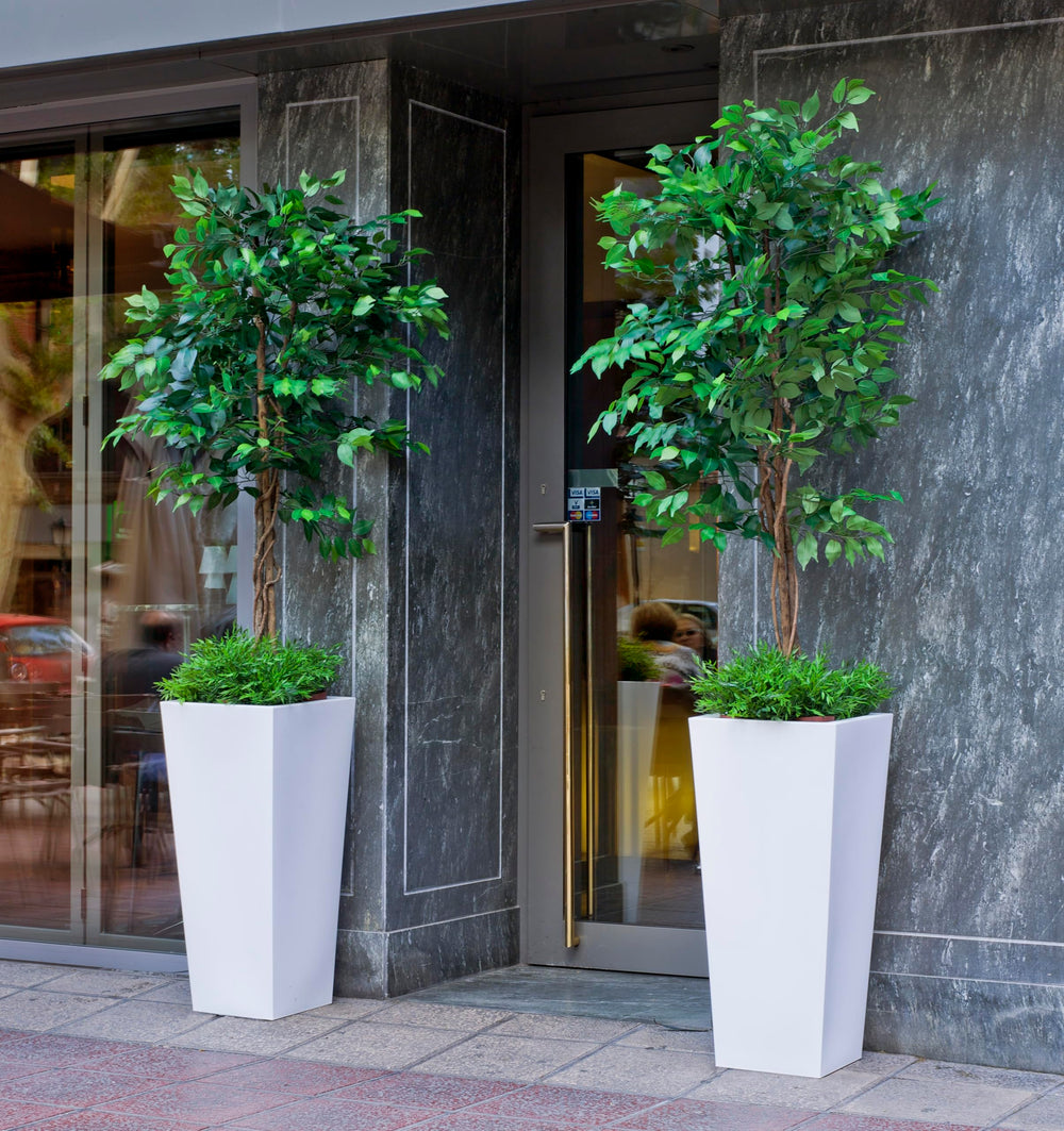 Trapezoidal Tall Outdoor Indoor Planter Pot – UV Resistant Polyethylene – 15.75 x 15.75 x 35.43 in