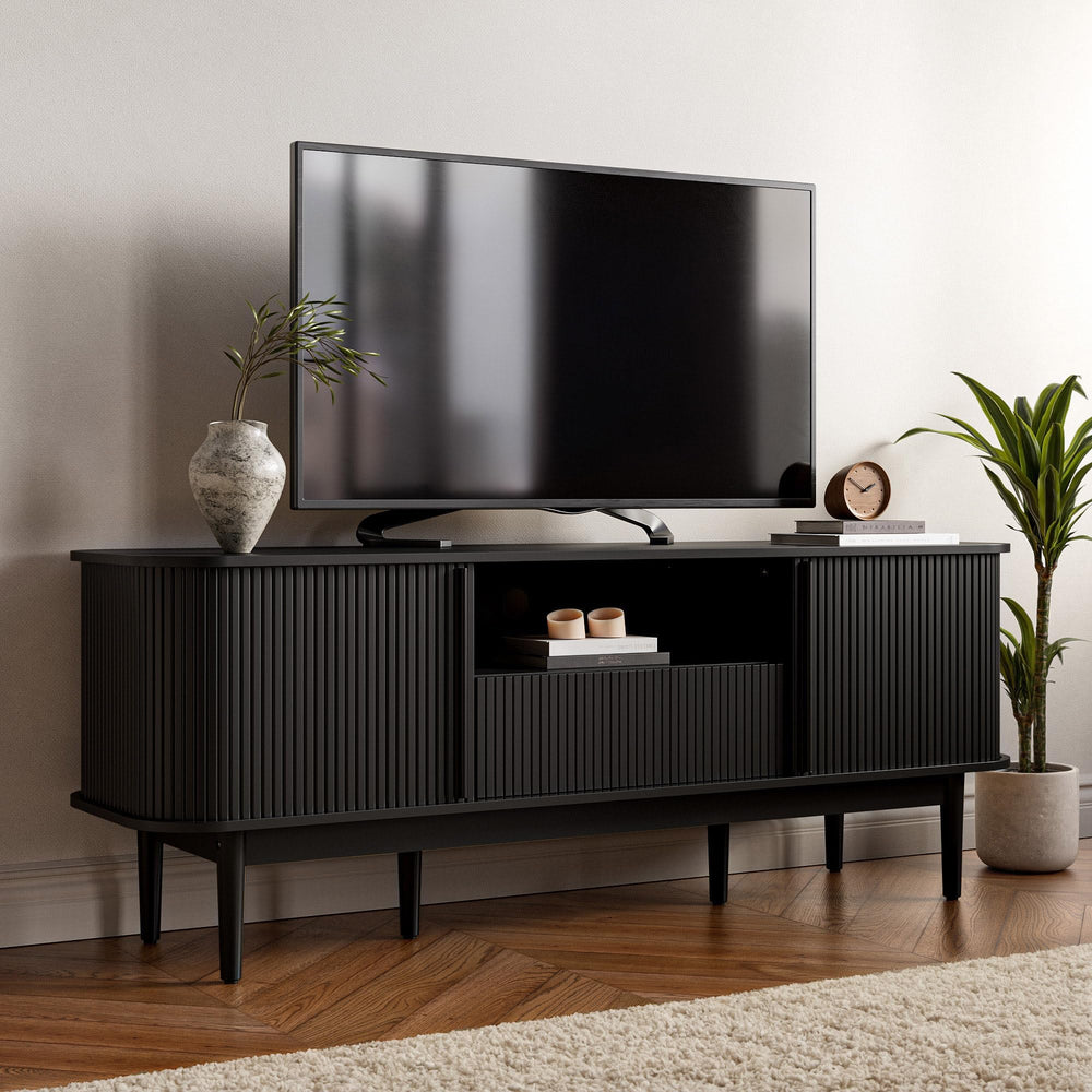 TV Stand with Sliding Doors & Storage