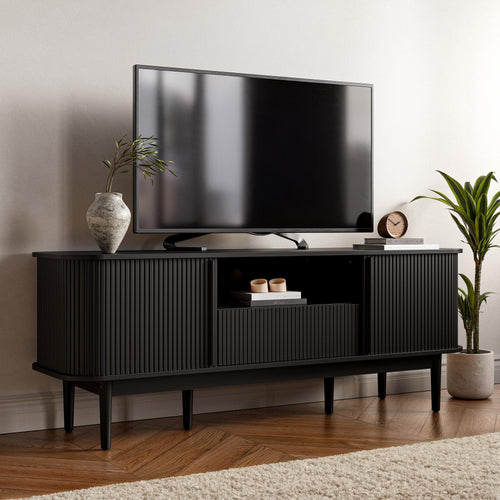 TV Stand with Sliding Doors & Storage