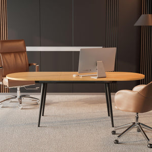 Extendable Oval Dining Table with Metal Legs