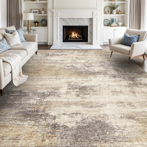 12x15 Abstract Area Rug – Non-Slip Washable Low-Pile Polyester