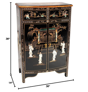 Chinese Lacquer Storage Cabinet with Mother of Pearl Inlay
