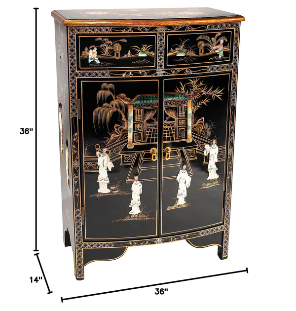 Chinese Lacquer Storage Cabinet with Mother of Pearl Inlay