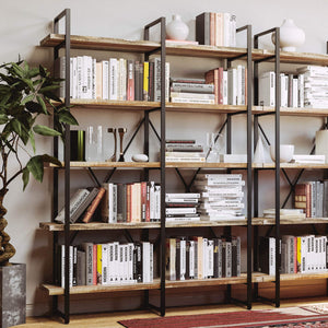 Double Wide 5-Tier Industrial Bookshelf
